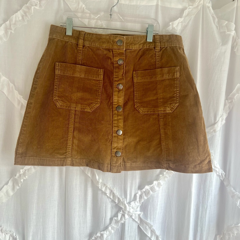Mustard Corduroy A Line Mini Skirt